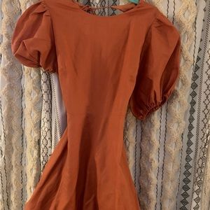 Burnt Orange Backless Mini Dress